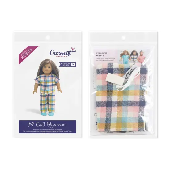 Crosscut Sewing Co.&reg; Doll Pajama Sewing Project Kit - Beginner Friendly DIY Sewing Kit Plaid flannel {2}