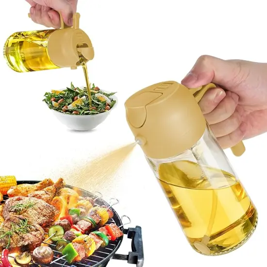 2 in 1 oil dispenser and oil sprayer for Cooking Bottle for Kitchen Air Fryer, Salad Olive Oil Sprayer White {6}