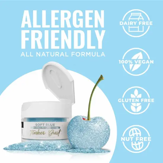 Bakell - Soft Blue Tinker Dust Edible Glitter (5g, 1x Jar) for Food, Desserts, and Beverages! {4}