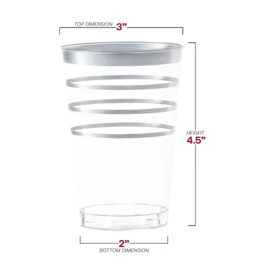 Clear with Silver Stripes Round Disposable Plastic Tumblers - 12 oz. (240 Cups) {3}