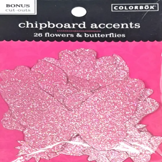 Colorbok Pink Flowers & Butterflies Glittered Chipboard Accents {1}