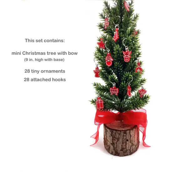 Cute Miniature Christmas Tree & Removable Red Mini Ornaments, Adorabilities {2}