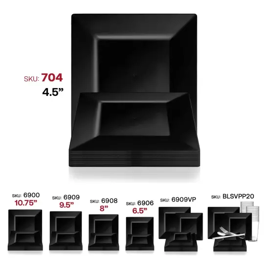 Black Square Plastic Pastry Plates - 4.5" (240 Plates) {6}