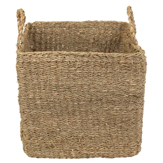 Northlight Rustic Square Wicker Table and Floor Baskets - Set of 4 Beige {5}