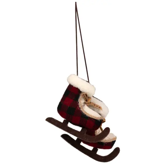 Northlight Buffalo Plaid Ice Skates Christmas Ornament - 4" Red {5}