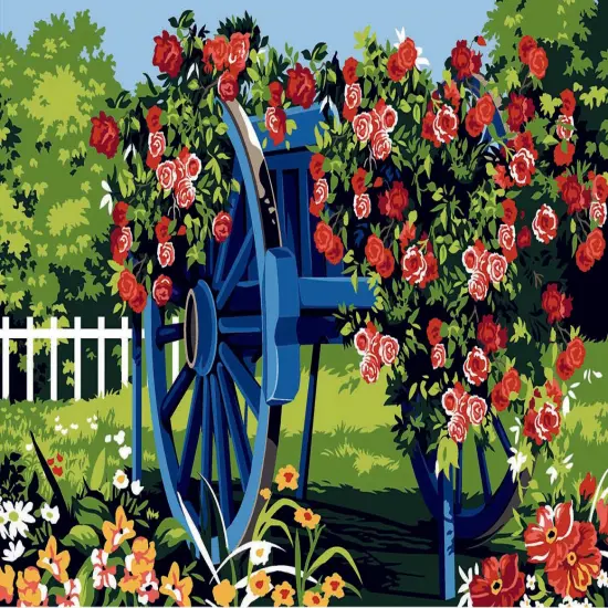 Needlepoint canvas for halfstitch without yarn Unit-The Blue Plough SEU928.351 Seg De Paris Printed Tapestry Canvas {1}