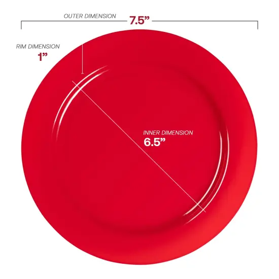 Solid Red Holiday Round Disposable Plastic Appetizer/Salad Plates - 7.5" (120 Plates) {3}