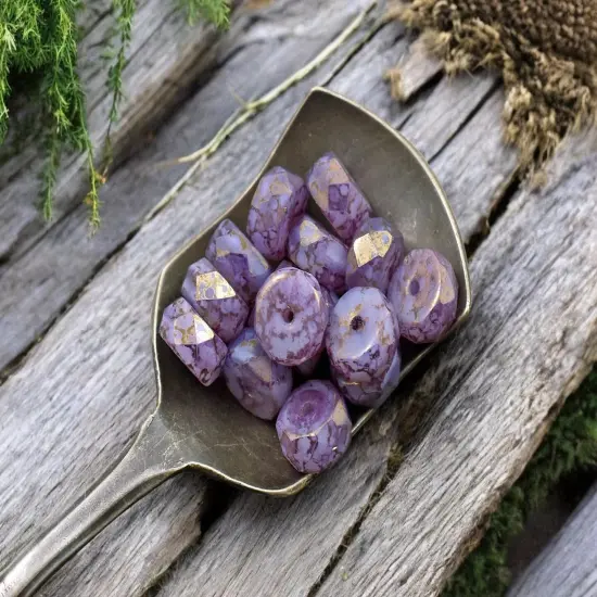 *15* 4x6mm Gold Lustered Thistle Fire Polished Rondelle Heishi Beads {3}