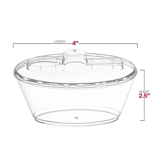 Clear Oval Plastic Mini Cup with Lid and Spoon - 4 oz. (288 Cups) {3}