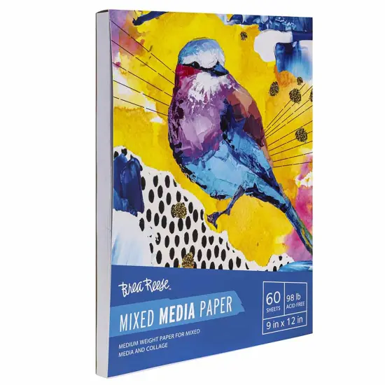 Brea Reese: Mixed Media Paper Pad 60 Sheets - 9x12" - 98 lb, Acid-Free, Layering & Collaging, Durable & Perfect for All Mediums, Adult Art Supplies {7}