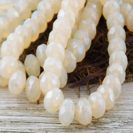Cream Opalite Fire Polished Rondelle Beads - 3x5mm, 5x7mm or 6x8mm {3}