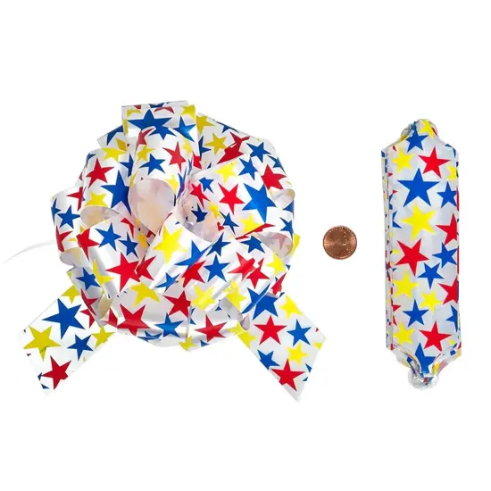 5 1/2 '' Patterned Poly Pull String Bows Hearts Width 1 1/4" {5}