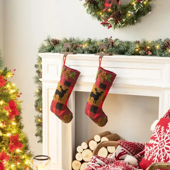 Wooden/Metal Reindeer/Dashshund Stocking Holder Set of 2-"Dachshund" {11}