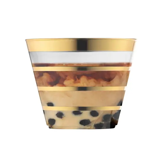 Clear with Gold Stripes Round Disposable Plastic Party Cups - 9 oz. (240 Cups) {2}