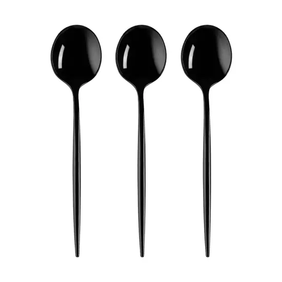 Solid Black Moderno Disposable Plastic Dessert Spoons (480 Spoons) {2}