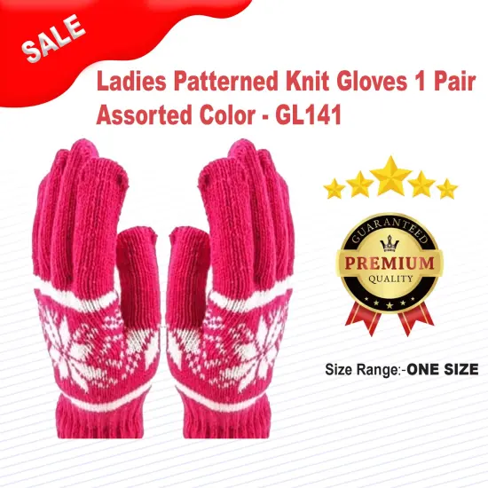 Ladies Patterned Knit Gloves 1 Pair Assorted Color {1}