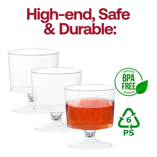 Clear Round Plastic Disposable Mini Wine Glasses - 2 oz. (480 Glasses) {4}