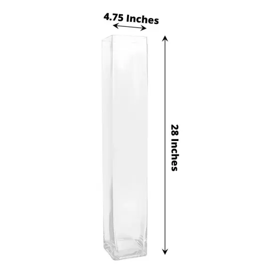 2 Clear 28 in Square Cylinder Glass Flower VASES Table Centerpieces Party Events {4}