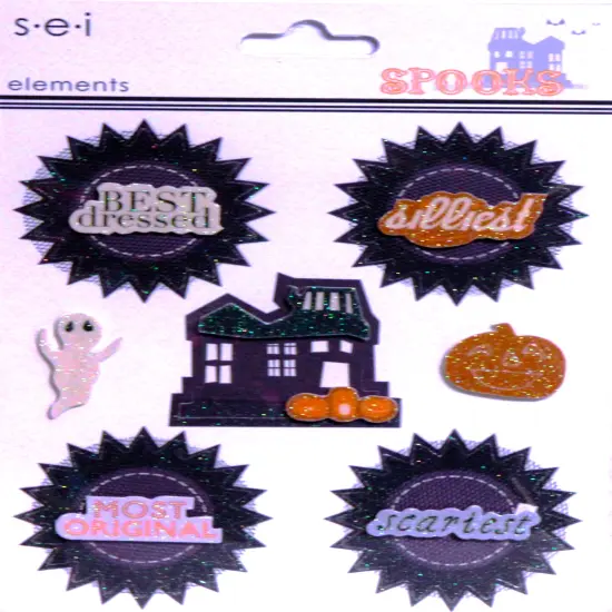 S.E.I Halloween Spooks Dimensional Element Glittered Stickers {1}