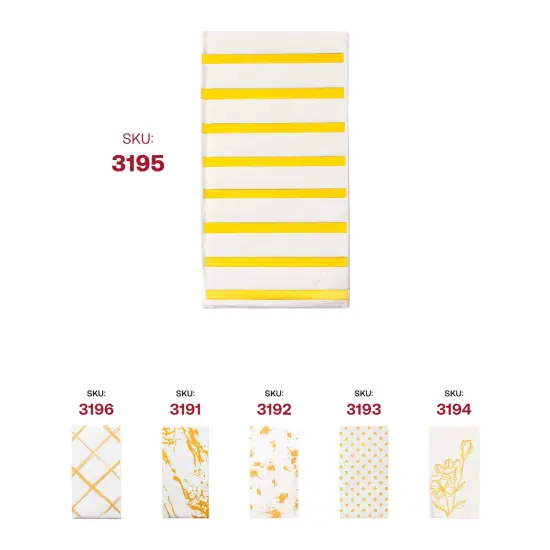 Durable White with Gold Stripes Paper Dinner Napkins (600 Napkins) {6}