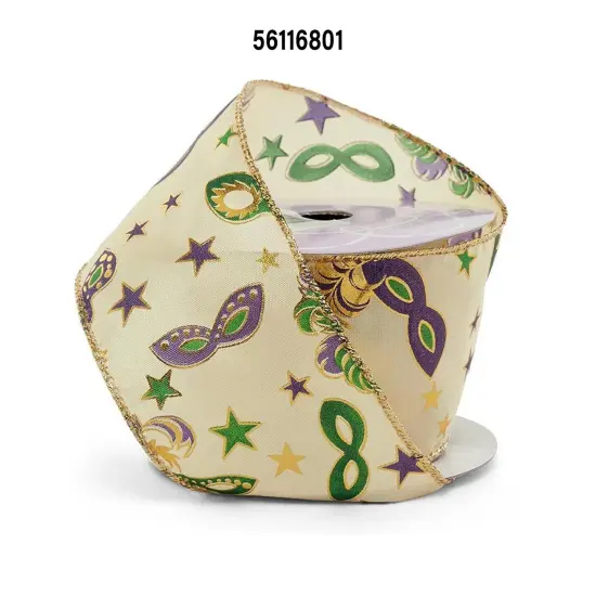 Mardi Gras Mask Wired Ribbon 2.5" x 10 Yards {2}