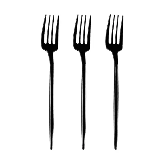 Solid Black Moderno Disposable Plastic Dessert Forks (480 Forks) {2}