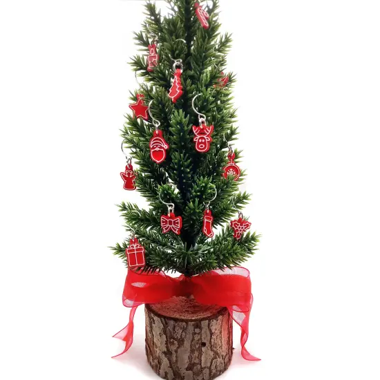 Cute Miniature Christmas Tree & Removable Red Mini Ornaments, Adorabilities {6}