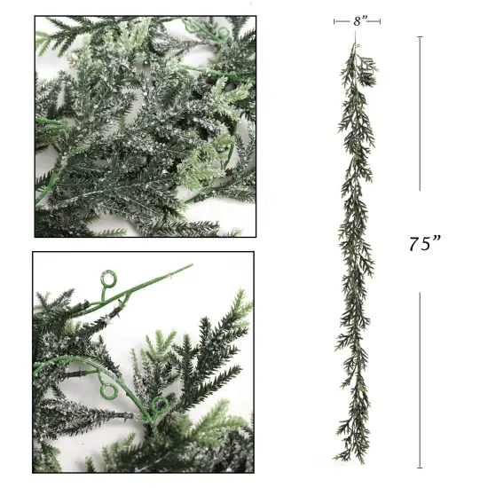 75" Iced Frasier Fir Garland, Artificial Frosted Pine Greenery, Christmas Garland, Christmas Decoration, Ideal for Mantel, Staircase, Indoor/Outdoor Xmas Home D&eacute;cor {4}