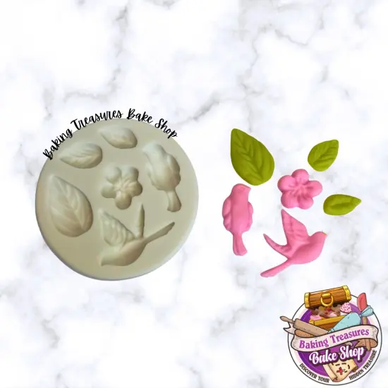 Leafs and Birds Silicone Mold {1}
