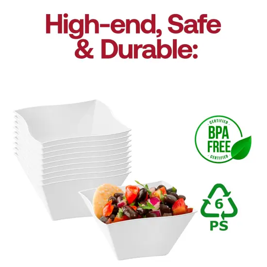White Wave Plastic Soup Bowls 14 oz. - (120 Bowls) {4}
