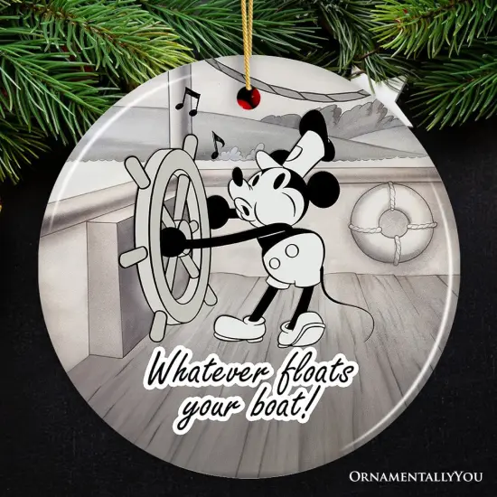 Funny Mouse Sailing Quotes Ornament, Classic Steamboat Willie Christmas Keepsake and Decor {5}