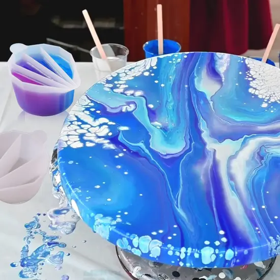 LET'S RESIN Silicone Split Cups,4Pcs Thicken&Reusable Resin Mixing Cups with 2-5Channels,Dividers Paint Supplies,Fluid Art for Resin Crafts,Acrylic Paint Pouring,Drawing, White {6}