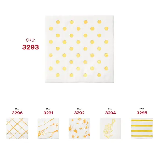 Durable White with Gold Dots Paper Beverage/Cocktail Napkins (600 Napkins) {6}