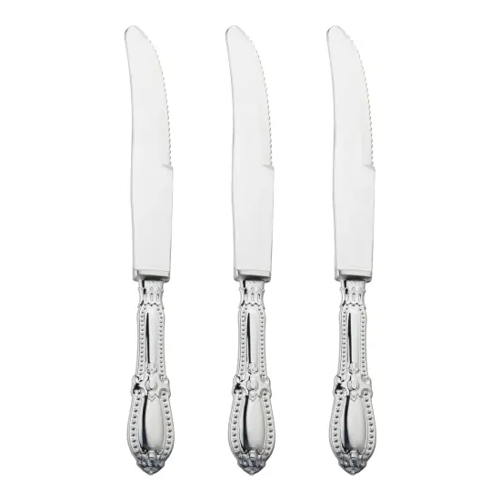Silver Baroque Disposable Plastic Dinner Knives (240 Knives) {2}