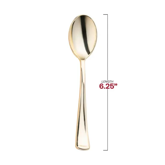Shiny Metallic Gold Plastic Spoons (600 Spoons) {3}