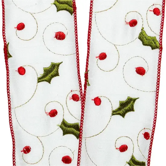 Holly Berries Wired Ribbon 2.5" x 10 Yards {3}