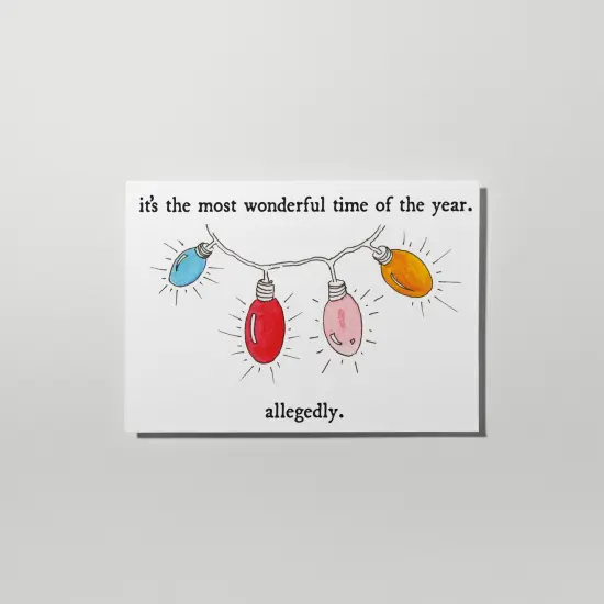Funny Christmas Card - 24-Pack Holiday Greeting Cards with "It's the Most Wonderful Time of the Year. Allegedly." Message and Festive Light Design, Blank Inside for Personalized Holiday Wishes - Playful and Unique Stationery Set {4}