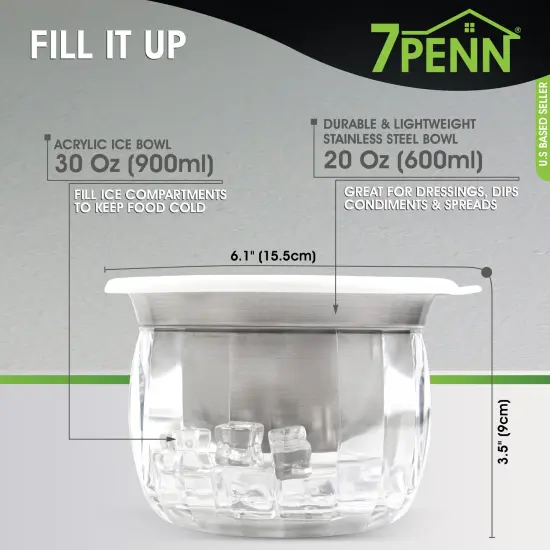 7Penn Cocktail Shrimp Serving Dish with Ice Chamber 2pk - 20oz Stainless Bowl {4}