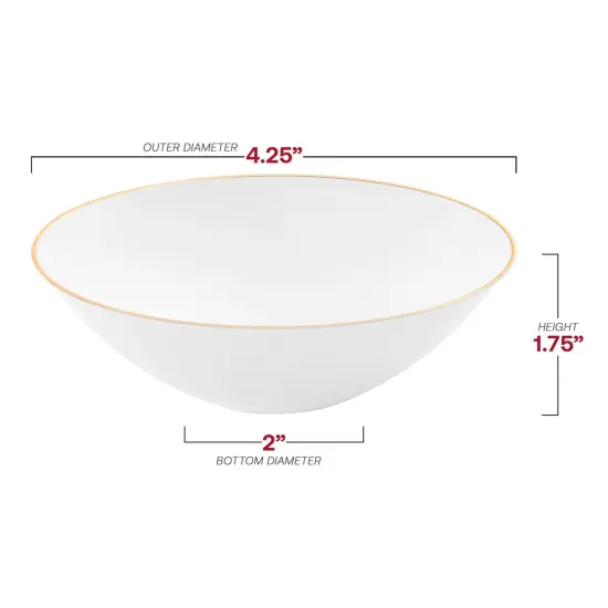 White with Gold Rim Organic Round Disposable Plastic Dessert Bowls - 6 oz. (120 Bowls) {3}