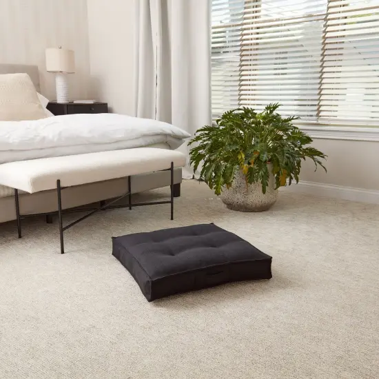 Square Tufted Floor Pillow Black {5}