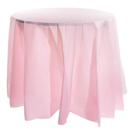 Pink Round Disposable Plastic Tablecloths - 84" (96 Tablecloths) {1}