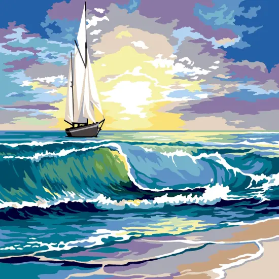 Needlepoint canvas for halfstitch without yarn Beyond the Wave SE929.730 Seg De Paris Printed Tapestry Canvas {1}
