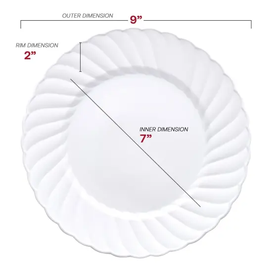 White Flair Plastic Buffet Plates - 9" (180 Plates) {3}