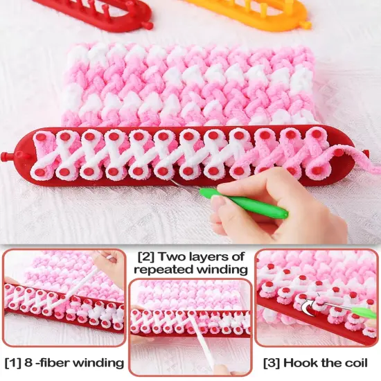 UCDRMA Knitting Loom Kit 35PC Scarf Loom Knitting Kit for Beginners, Quick Loom Knitting for Beginners Adult/Kids Contain Instructions, Pom Pom Maker and Yarn for Crochet Blanket Kit {4}