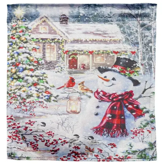 Cottage In The Snow Christmas Garden Flag 2 Sided Lustre {1}