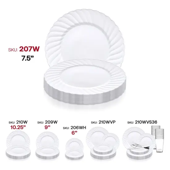 White Flair Plastic Appetizer/Salad Plates - 7.5" (180 Plates) {6}