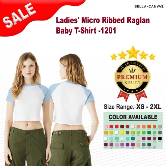 Bella + Canvas&reg; Ladies Micro Ribbed Raglan Baby T Shirt WHITE/ TR ROYAL {2}
