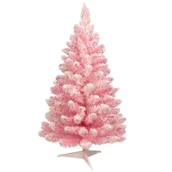 Northlight Medium Flocked Madeline Spruce Artificial Christmas Tree - 3' - Pink - Unlit {3}