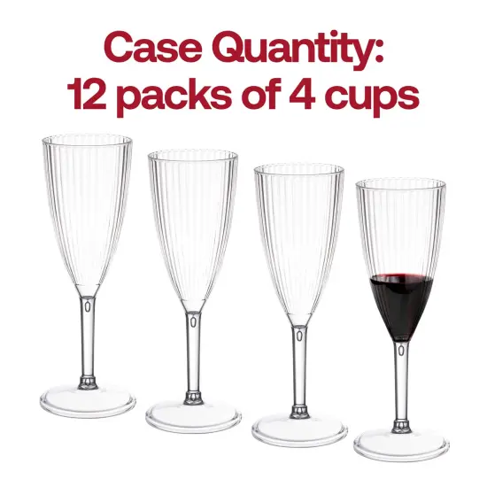 Clear Stripe Round Disposable Plastic Champagne Flutes - 8 oz. (48 Glasses) {4}