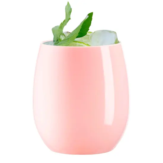 Solid Pink Elegant Stemless Plastic Wine Glasses - 12 oz. (64 Glasses) {2}